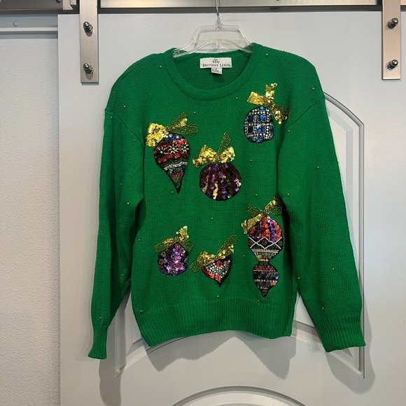 Christopher & Banks Sweaters - Vintage bright Green colorful Sequin Ornament fancy ugly sweater. So pretty!